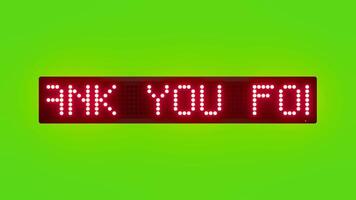 THANK YOU FOR VISITING OUR THEATER Scrolling Red Dot Matrix LED Text Animation on Green Screen Seamless Loop video