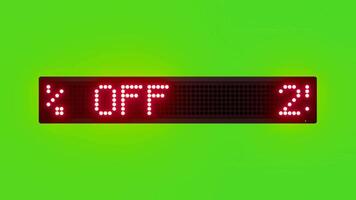 25 Percent OFF Scrolling Red Dot Matrix LED Text Animation on Green Screen Seamless Loop video