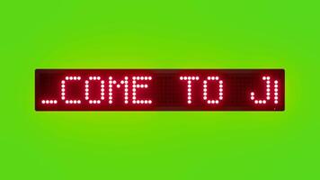 WELCOME TO JAPAN Scrolling Red Dot Matrix LED Text Animation on Green Screen Seamless Loop video