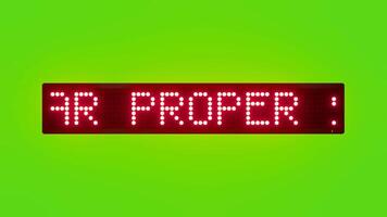 WEAR PROPER SHOES AND PROTECTIVE GEAR Scrolling Red Dot Matrix LED Text Animation on Green Screen Seamless Loop video