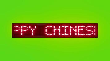 HAPPY CHINESE NEW YEAR WELCOME SPRING Scrolling Red Dot Matrix LED Text Animation on Green Screen Seamless Loop video