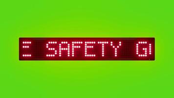 USE SAFETY GOGGLES TO PREVENT CHEMICAL SPLASH INJURY Scrolling Red Dot Matrix LED Text Animation on Green Screen Seamless Loop video