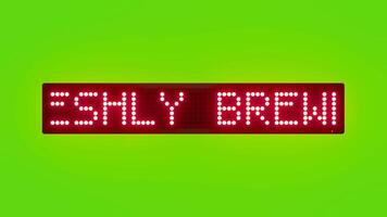 FRESHLY BREWED TEA AND COFFEE Scrolling Red Dot Matrix LED Text Animation on Green Screen Seamless Loop video