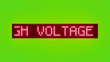 HIGH VOLTAGE KEEP AWAYFIRE ALARM ACTIVATED PLEASE EVACUATE IMMEDIATELY Scrolling Red Dot Matrix LED Text Animation on Green Screen Seamless Loop video
