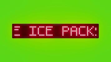 USE ICE PACKS TO REDUCE SWELLING AND PAIN Scrolling Red Dot Matrix LED Text Animation on Green Screen Seamless Loop video