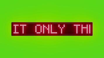 EXIT ONLY THROUGH THE REAR DOOR Scrolling Red Dot Matrix LED Text Animation on Green Screen Seamless Loop video