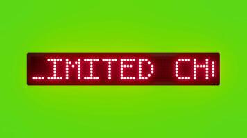 UNLIMITED CHOICES ONE PLACE Scrolling Red Dot Matrix LED Text Animation on Green Screen Seamless Loop video