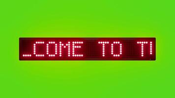 WELCOME TO TURKMENISTAN Scrolling Red Dot Matrix LED Text Animation on Green Screen Seamless Loop video