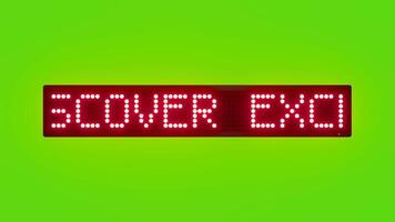 DISCOVER EXCLUSIVE COLLECTIONS Scrolling Red Dot Matrix LED Text Animation on Green Screen Seamless Loop video