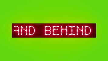 STAND BEHIND LINE Scrolling Red Dot Matrix LED Text Animation on Green Screen Seamless Loop video