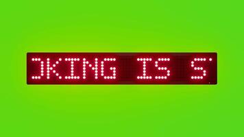 Rauchen ist streng verboten Hier Scrollen rot Punkt Matrix LED Text Animation auf Grün Bildschirm nahtlos Schleife video