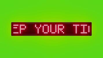 ha kvar din biljetter redo för inspektion rullning röd punkt matris led text animering på grön skärm sömlös slinga video