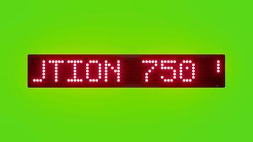 CAUTION 750 VOLTS Scrolling Red Dot Matrix LED Text Animation on Green Screen Seamless Loop video