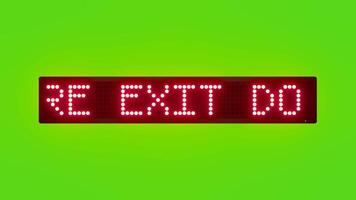 FIRE EXIT DO NOT BLOCK Scrolling Red Dot Matrix LED Text Animation on Green Screen Seamless Loop video