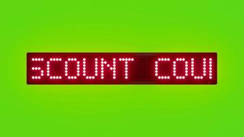 DISCOUNT COUPONS AVAILABLE AT BILLING COUNTER Scrolling Red Dot Matrix LED Text Animation on Green Screen Seamless Loop video