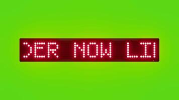 ORDER NOW LIMITED TIME OFFER Scrolling Red Dot Matrix LED Text Animation on Green Screen Seamless Loop video