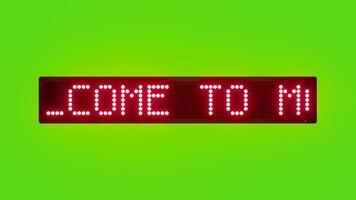 WELCOME TO MOROCCO Scrolling Red Dot Matrix LED Text Animation on Green Screen Seamless Loop video