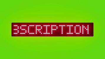 SUBSCRIPTION RENEWAL DUE SOON Scrolling Red Dot Matrix LED Text Animation on Green Screen Seamless Loop video