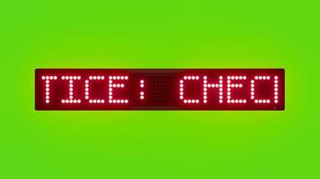 NOTICE CHECK-IN COUNTER OPENS AT 9 AM Scrolling Red Dot Matrix LED Text Animation on Green Screen Seamless Loop video