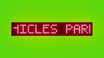 VEHICLES PARKED UNAUTHORIZED WILL BE TOWED Scrolling Red Dot Matrix LED Text Animation on Green Screen Seamless Loop video