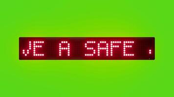 HAVE A SAFE JOURNEY Scrolling Red Dot Matrix LED Text Animation on Green Screen Seamless Loop video