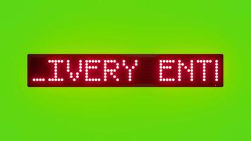 leverans ingång på rätt rullning röd punkt matris led text animering på grön skärm sömlös slinga video