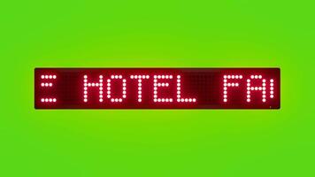 USE HOTEL FACILITIES DURING DESIGNATED HOURS Scrolling Red Dot Matrix LED Text Animation on Green Screen Seamless Loop video