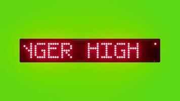 DANGER HIGH TEMPERATURE Scrolling Red Dot Matrix LED Text Animation on Green Screen Seamless Loop video