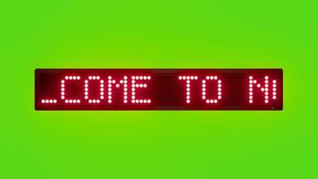 WELCOME TO NORWAY Scrolling Red Dot Matrix LED Text Animation on Green Screen Seamless Loop video