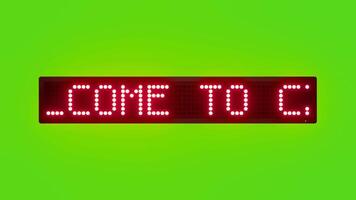 WELCOME TO CZECH REPUBLIC Scrolling Red Dot Matrix LED Text Animation on Green Screen Seamless Loop video