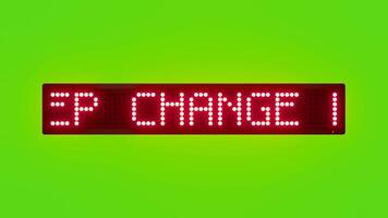 KEEP CHANGE READY FOR TICKETS Scrolling Red Dot Matrix LED Text Animation on Green Screen Seamless Loop video