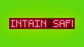 MAINTAIN SAFE DISTANCE BETWEEN VEHICLES Scrolling Red Dot Matrix LED Text Animation on Green Screen Seamless Loop video
