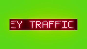 OBEY TRAFFIC RULESSAVE WATER EVERY DROP COUNTS Scrolling Red Dot Matrix LED Text Animation on Green Screen Seamless Loop video