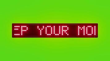 KEEP YOUR MOBILE ON SILENT MODE Scrolling Red Dot Matrix LED Text Animation on Green Screen Seamless Loop video