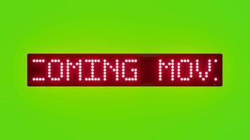 kommande film trailers startande rullning röd punkt matris led text animering på grön skärm sömlös slinga video