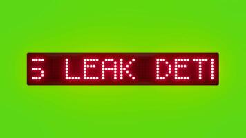 GAS LEAK DETECTED DO NOT USE ELECTRICAL SWITCHES Scrolling Red Dot Matrix LED Text Animation on Green Screen Seamless Loop video