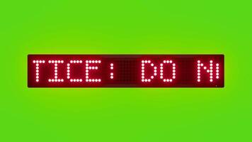 NOTICE DO NOT ENTER Scrolling Red Dot Matrix LED Text Animation on Green Screen Seamless Loop video