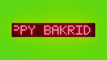 HAPPY BAKRID EID AL ADHA MUBARAK Scrolling Red Dot Matrix LED Text Animation on Green Screen Seamless Loop video