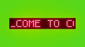 WELCOME TO COSTA RICA Scrolling Red Dot Matrix LED Text Animation on Green Screen Seamless Loop video