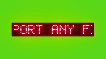 REPORT ANY FIRE HAZARD TO SECURITY IMMEDIATELY Scrolling Red Dot Matrix LED Text Animation on Green Screen Seamless Loop video