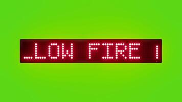 FOLLOW FIRE AND EMERGENCY EXIT SIGNS Scrolling Red Dot Matrix LED Text Animation on Green Screen Seamless Loop video