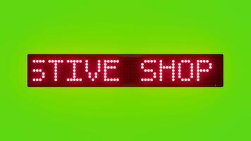 FESTIVE SHOP AND WIN Scrolling Red Dot Matrix LED Text Animation on Green Screen Seamless Loop video