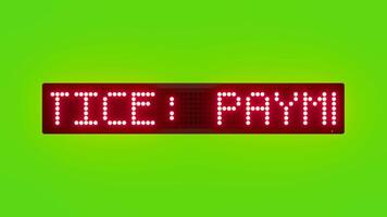 NOTICE PAYMENT DUE DATE EXTENDED BY THREE DAYS Scrolling Red Dot Matrix LED Text Animation on Green Screen Seamless Loop video