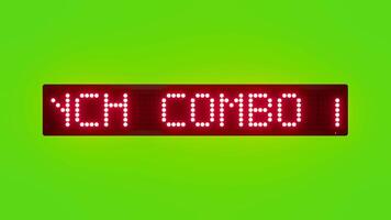 LUNCH COMBO AT DISCOUNT PRICE Scrolling Red Dot Matrix LED Text Animation on Green Screen Seamless Loop video
