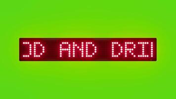 mat och drycker är inte tillåtet inuti rullning röd punkt matris led text animering på grön skärm sömlös slinga video