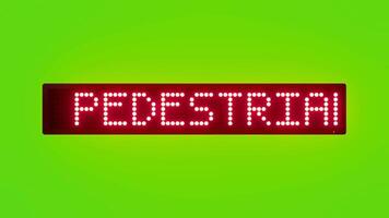 NO PEDESTRIAN CROSSING ON HIGHWAY Scrolling Red Dot Matrix LED Text Animation on Green Screen Seamless Loop video