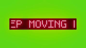 KEEP MOVING FORWARD Scrolling Red Dot Matrix LED Text Animation on Green Screen Seamless Loop video