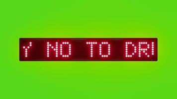 säga Nej till läkemedel och tobak rullning röd punkt matris led text animering på grön skärm sömlös slinga video