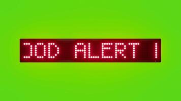 FLOOD ALERT MOVE TO HIGHER GROUND IMMEDIATELY Scrolling Red Dot Matrix LED Text Animation on Green Screen Seamless Loop video