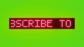 SUBSCRIBE TO OUR NEWSLETTER Scrolling Red Dot Matrix LED Text Animation on Green Screen Seamless Loop video